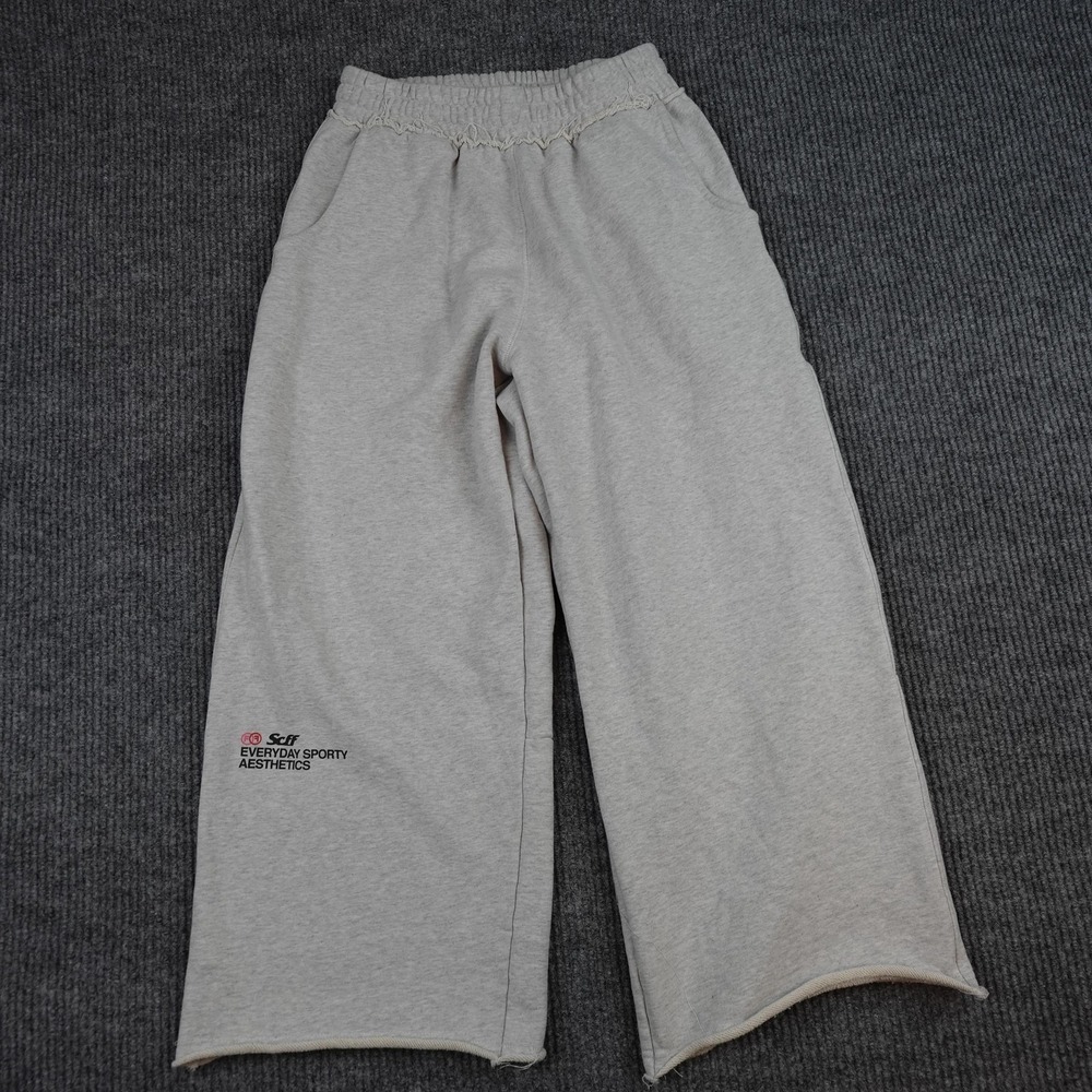 Scuffers Sweatpants Womens Medium Gray French Terry Wide Leg Elastic Waist